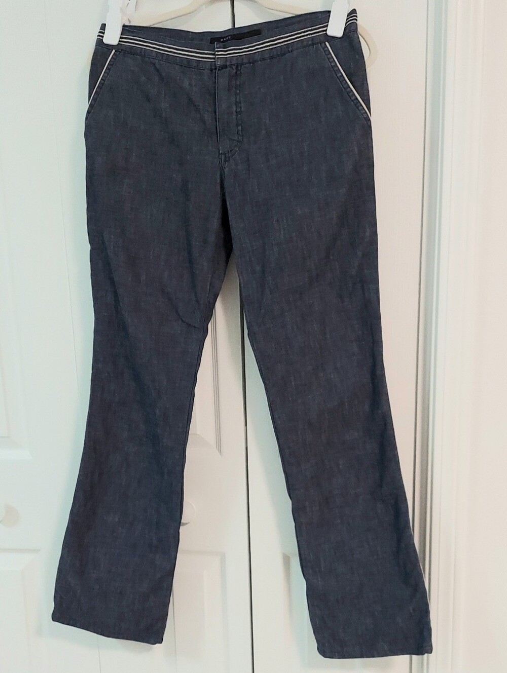 Marc Jacobs Pants, Size 6, 100% Cotton, Blue Chambray, Striping Accent